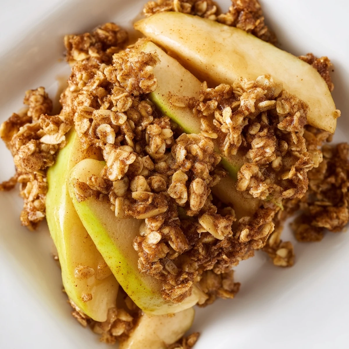Freshly baked Rustic Apple and Cinnamon Crumb Bake, with a buttery, crisp crumb topping and spiced apples.