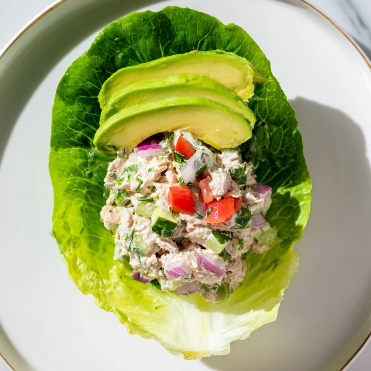 Fresh Quick & Healthy Tuna Salad Lettuce Wraps, featuring creamy tuna salad filling crisp lettuce wraps beautifully.