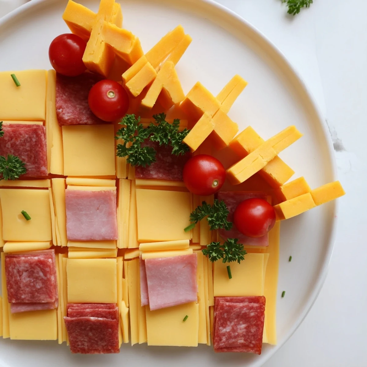Imagine the savory Checkerboard Chalet: a vibrant, gluten-free appetizer perfect for your next gathering.