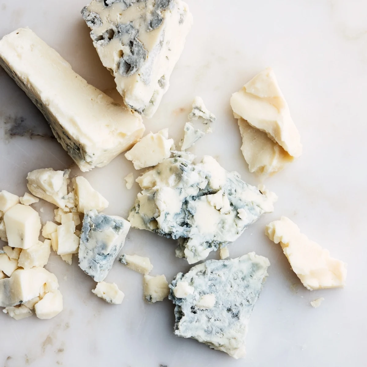 The Marble Quarry cheese board features bold chunks of blue cheese and white cheddar, perfect appetizer.