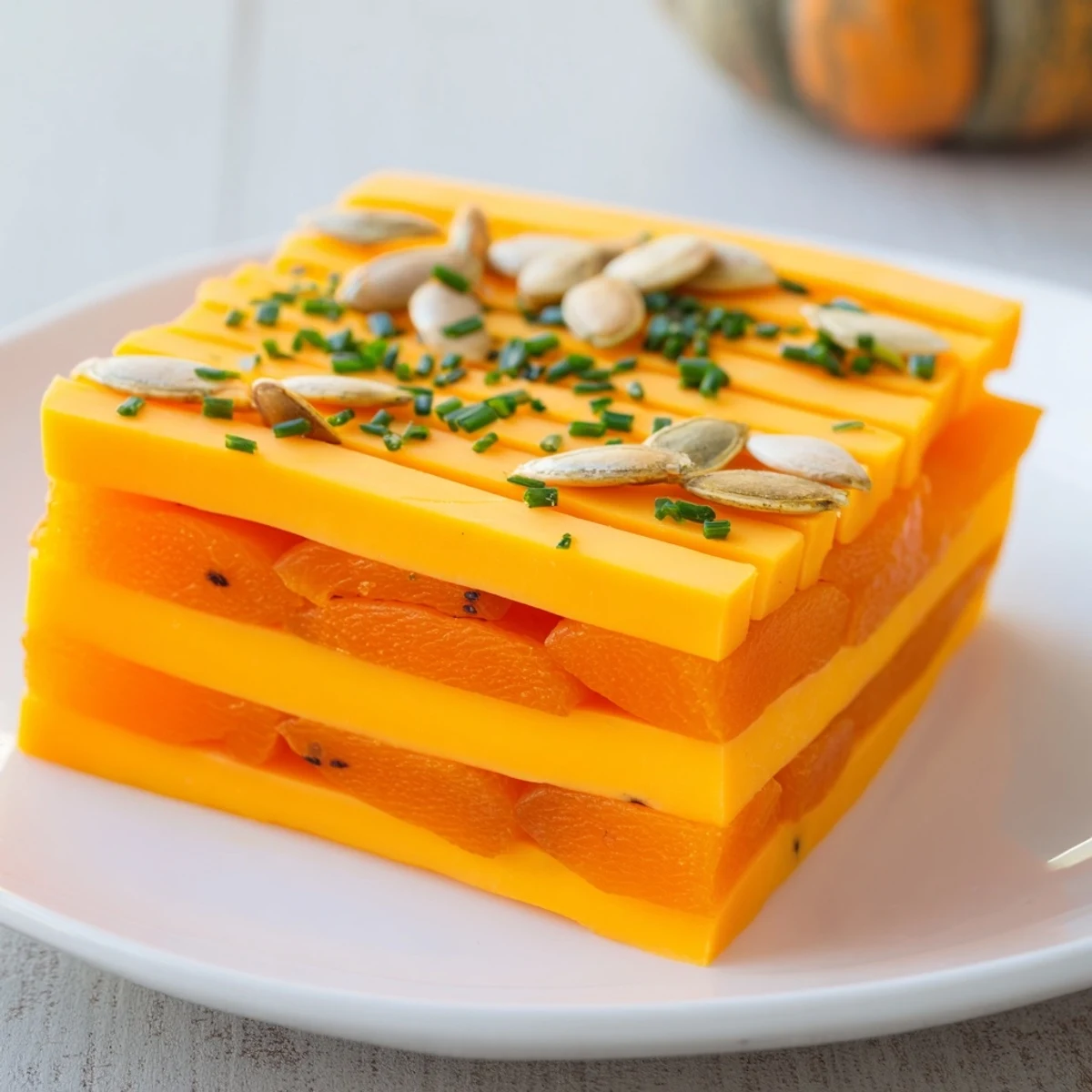 Enjoy the unique flavors of this Serengeti Sunset: Appetizing, gluten-free, with apricot and Gouda layers.