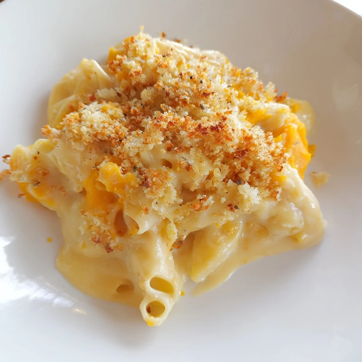 Warm butternut squash mac and cheese, a comforting fall feast served up in a bowl.