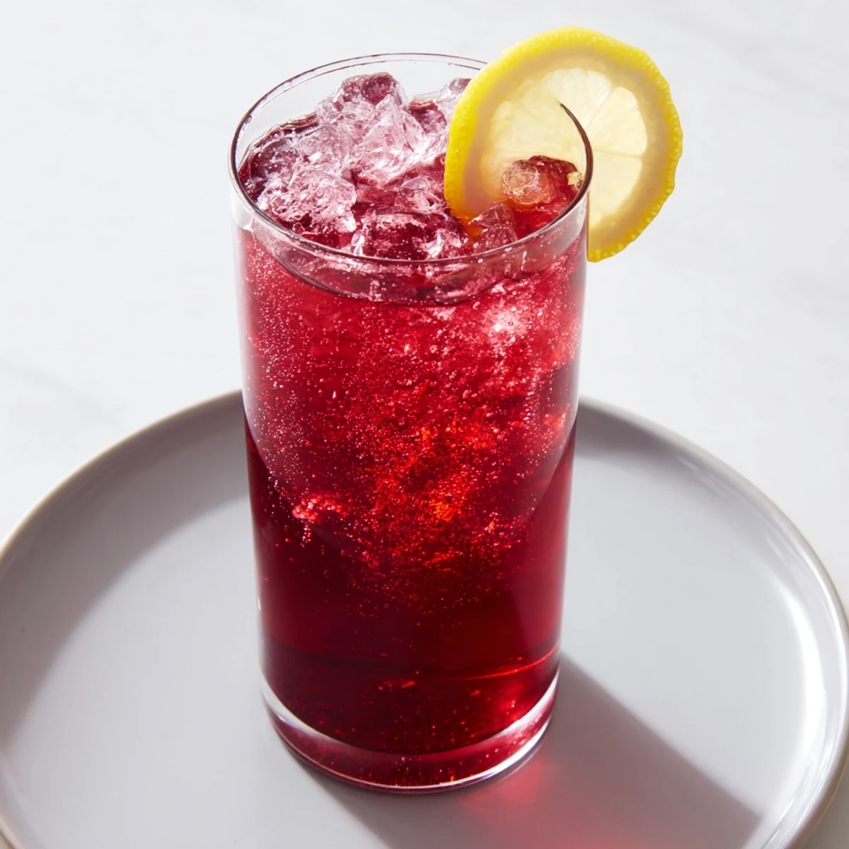 Refreshing Sleepy Girl Mocktail in a glass, featuring tart cherry juice and ice.