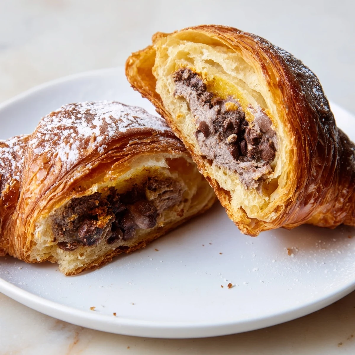 Buttery, baked Cookie Croissant displays crispy croissant layers and warm, melty cookie filling.