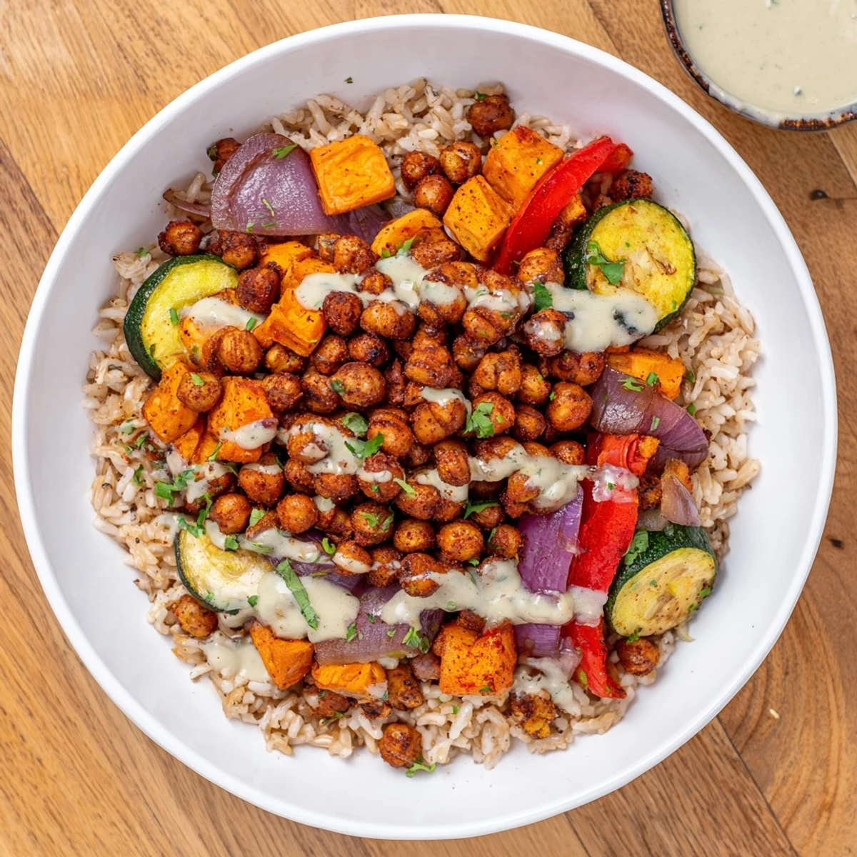 Imagine a filling Roasted Chickpea Buddha Bowl, a vegan feast with vibrant colors and textures appealing to you.