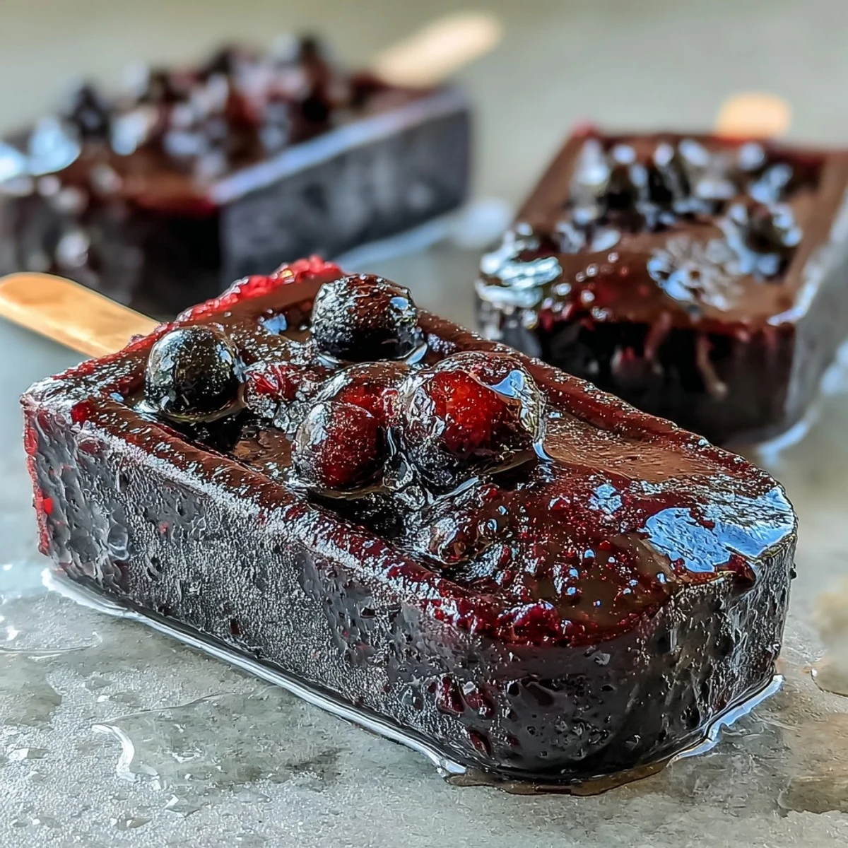Tangy Black Currant Popsicles with vibrant purple hue, made with fresh juice and lemon for a refreshing vegan summer snack.