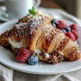 A vibrant brunch board with flaky pastries, fresh berries, and mimosas for a festive Mothers Day celebration.