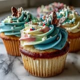 Delicate vanilla cupcakes decorated with swirled pastel buttercream and edible butterfly toppers.  