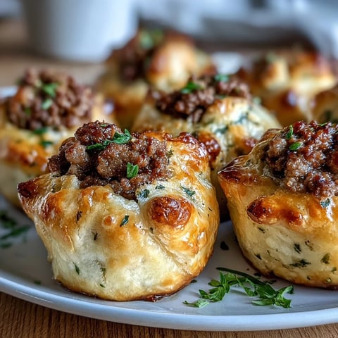 Golden-brown Mini Beef Tourtières with flaky pastry show steam escaping from small vents on a baking sheet.