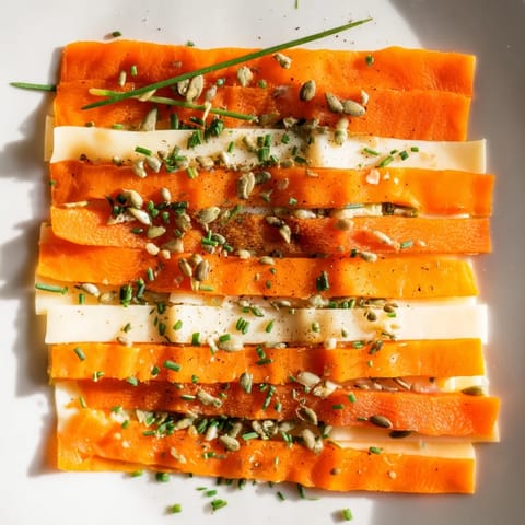 A visually stunning Serengeti Sunset displays alternating bands of apricots and smoked Gouda, ready to serve.