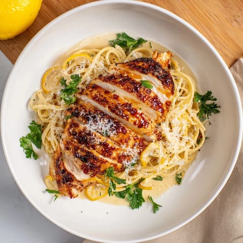 Pasta with Lemon Brûlée Chicken