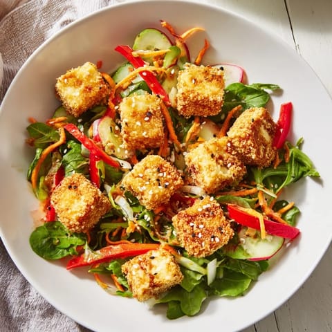 Golden Crispy Tofu Salad