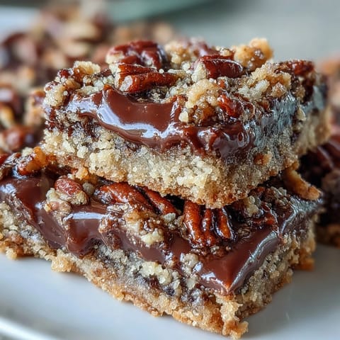 Golden Decadent Sweet and Chewy Turtle Bars with Chocolate and Caramel cool on a wire rack, showcasing gooey caramel and chocolate pools.