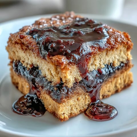 Peanut Butter Cake Black Currant Jam