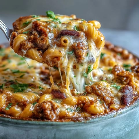 Freshly chopped cilantro garnishes a steaming bowl of Baked Ranch Turkey Chili Mac, perfect for family weeknights.