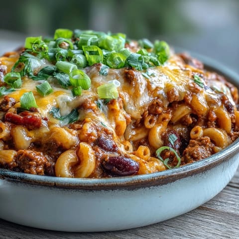 Steam rises from this hearty Baked Ranch Turkey Chili Mac, revealing creamy pasta, beans, and ground turkey in a Dutch oven.
