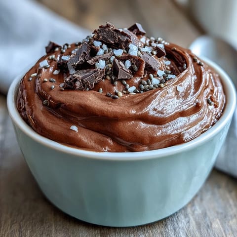 Creamy chocolate mousse made with cottage cheese, cocoa, and dark chocolate for a rich, protein-packed dessert.