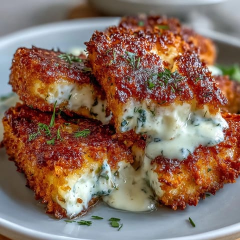 Golden panko-crusted feta baked until crispy and drizzled with honey for a perfect appetizer.