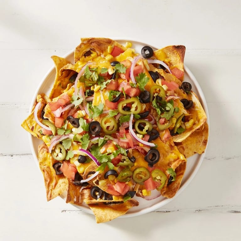 Enjoy the delicious aroma of warm sheet pan nachos, loaded with fresh cilantro and served with side dips.