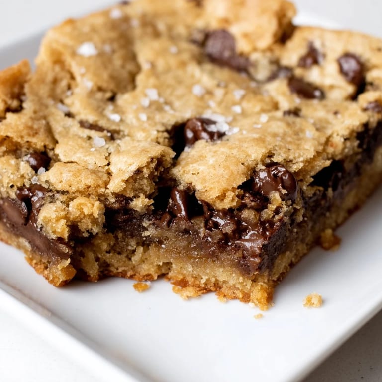 Close-up of the Ultimate Gooey Chocolate Chip Cookie Bars, showcasing a soft, chewy texture and delicious scent.