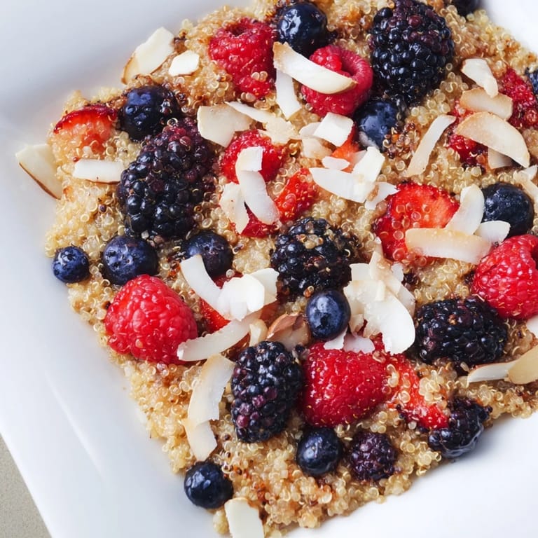 Fluffy and delicious, this Berry Quinoa Breakfast Bake is filled with fresh fruit and perfect for breakfast.