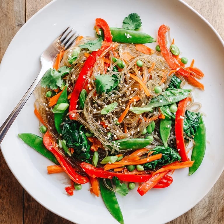 Hot Kelp Noodle Stir-Fry topped with cilantro and lime wedges, steaming in a wok for a light meal.