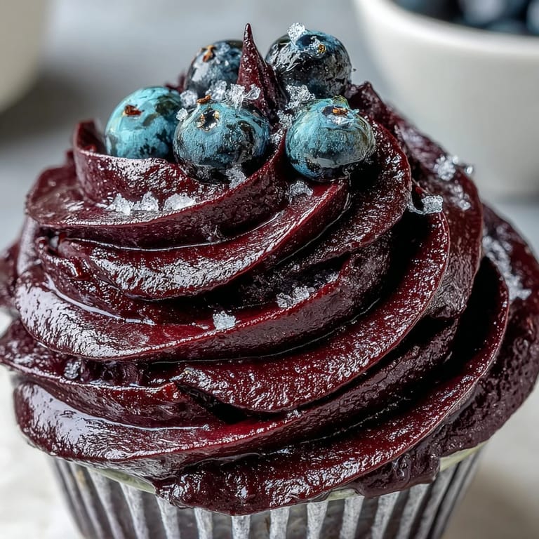 Spatula lifts smooth Black Currant Frosting, perfect for layer cakes or petit fours.