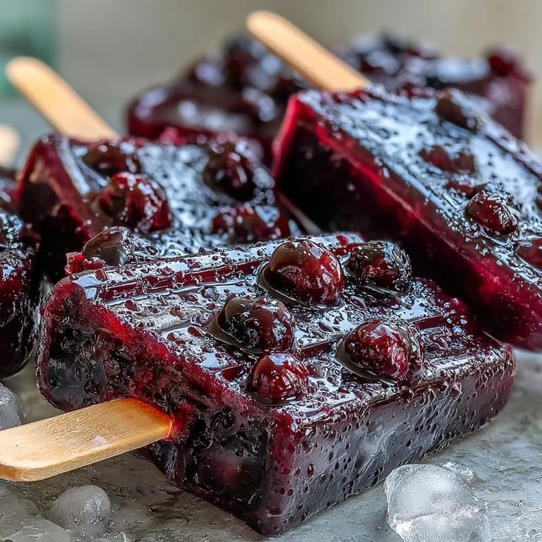 Pouring sweetened blackcurrant syrup into popsicle molds for frozen Black Currant Popsicles, a perfect gluten-free treat for hot days.