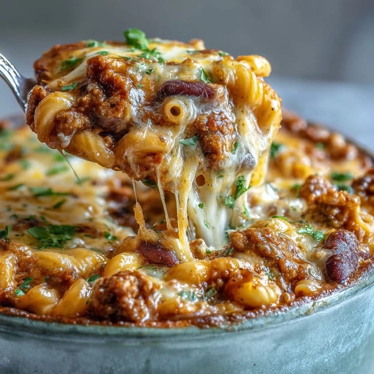 Freshly chopped cilantro garnishes a steaming bowl of Baked Ranch Turkey Chili Mac, perfect for family weeknights.
