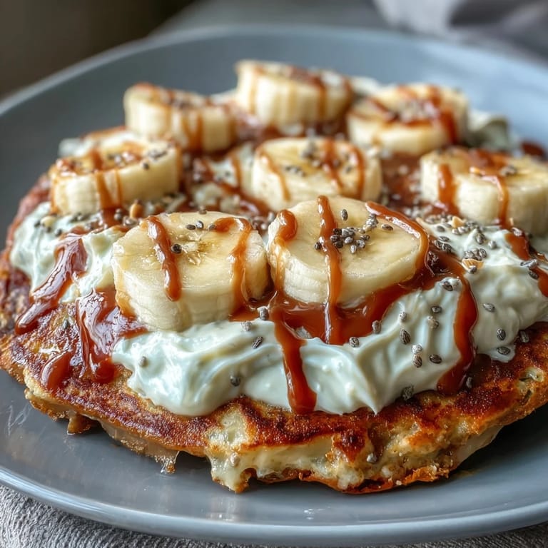 Overhead view of a nutritious High-Protein Breakfast Pizza Bowl ready to serve for breakfast.