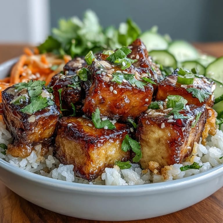 Serve these Vegan Crispy Tofu Banh Mi Bowls with lime wedges and a drizzle of spicy sriracha mayo over colorful pickled veggies.