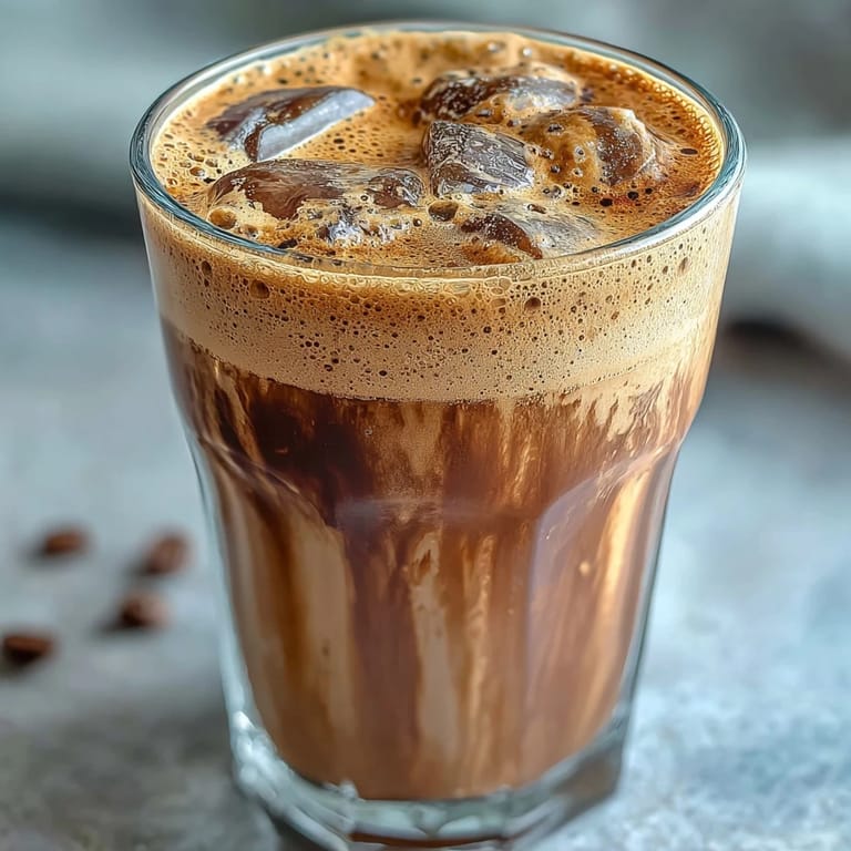 Rich and velvety coffee protein shake topped with cocoa dusting, perfect for post-workout recovery or busy mornings.