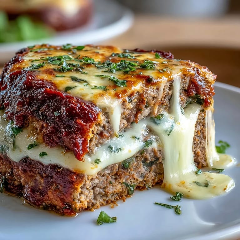 Savory Italian meatloaf layered with rich marinara and melted mozzarella, perfect for a hearty main dish.  
