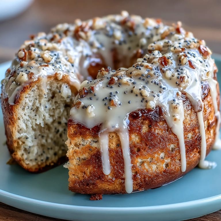Fluffy, golden bagels bursting with lemon zest and poppy seeds, drizzled with a tangy-sweet lemon glaze for added flavor.