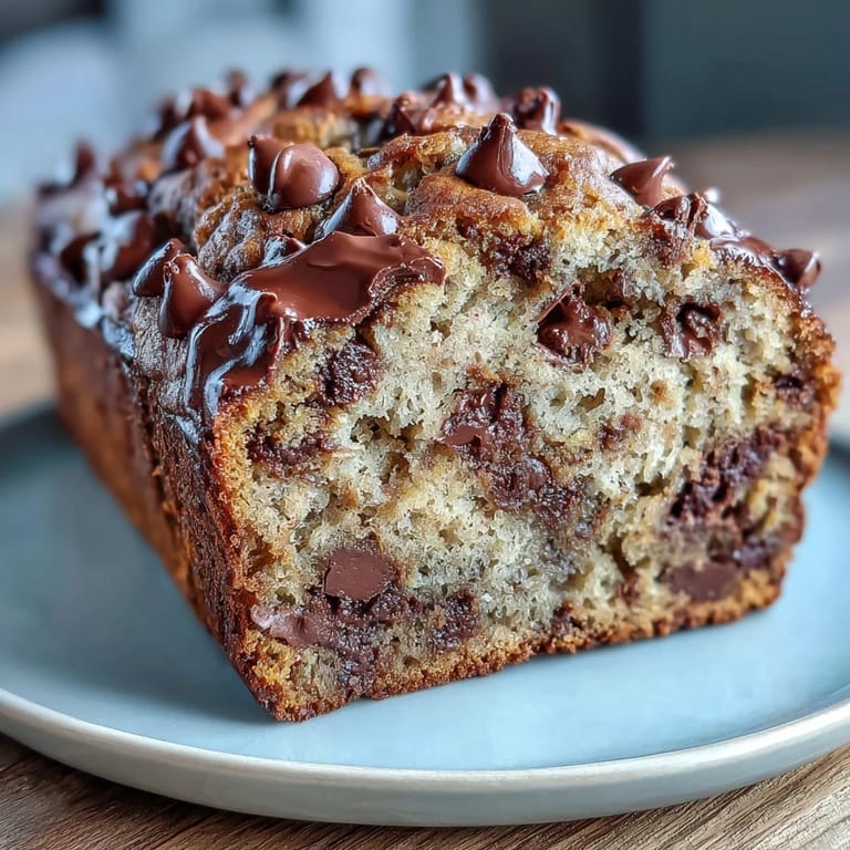 Wholesome banana bread packed with protein powder, ripe bananas, and rich dark chocolate chips—perfect for healthy snacking.
