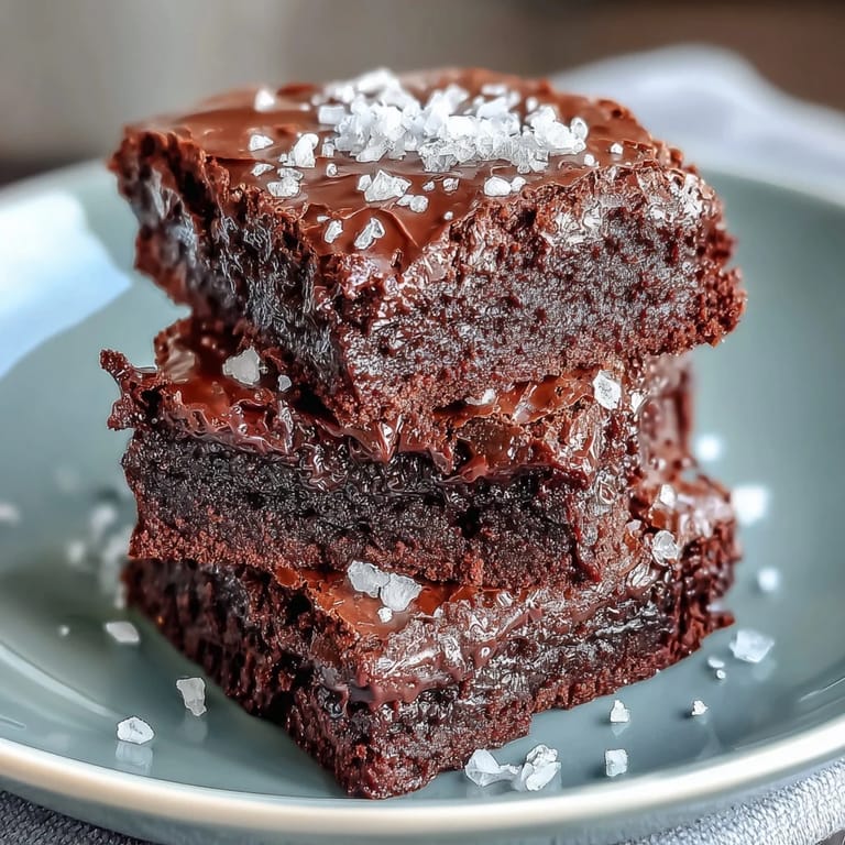 Ultra-fudgy sourdough discard brownies with sea salt, combining rich dark chocolate and a hint of sourdough tang for a gourmet dessert experience.