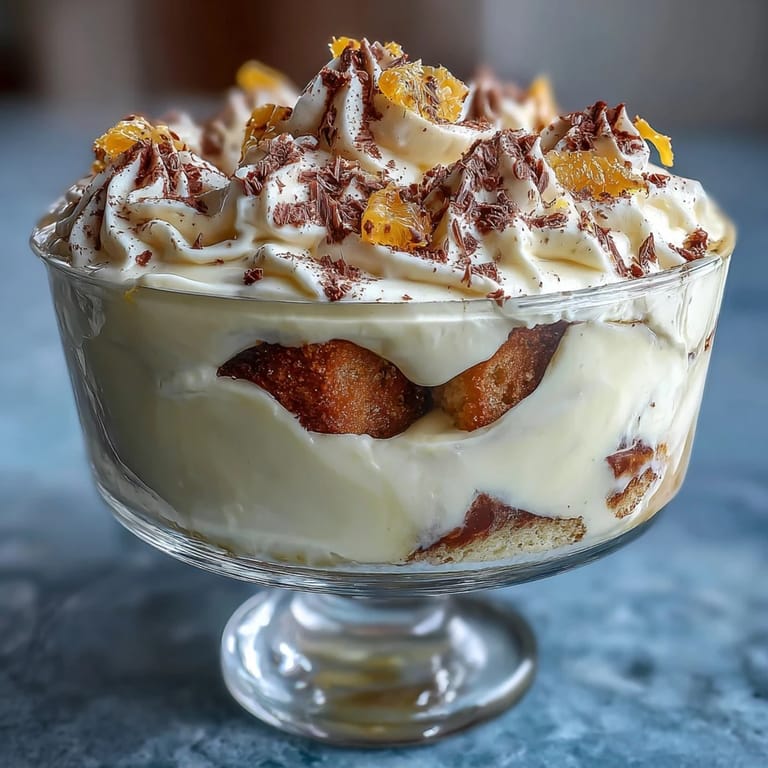 Layered ladyfinger dessert cups infused with limoncello, topped with white chocolate shavings