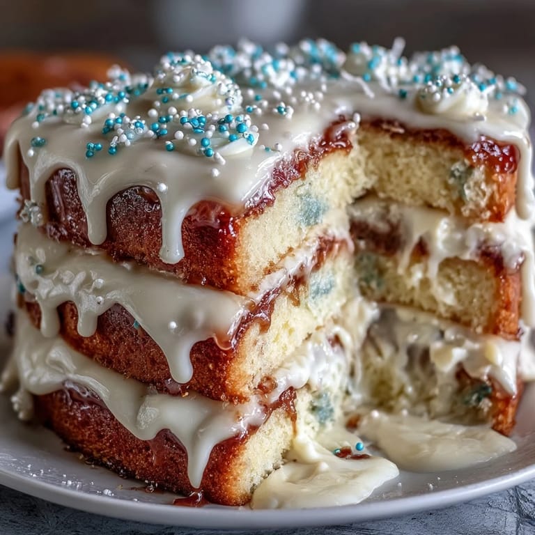 Celebration-ready vanilla sheet cake with vanilla buttercream, decorated with graduation-themed sprinkles for a festive dessert.