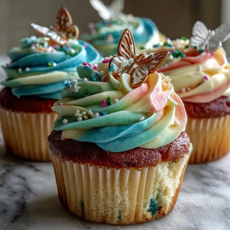Soft vanilla cupcakes topped with colorful butterfly buttercream, ideal for seasonal celebrations.