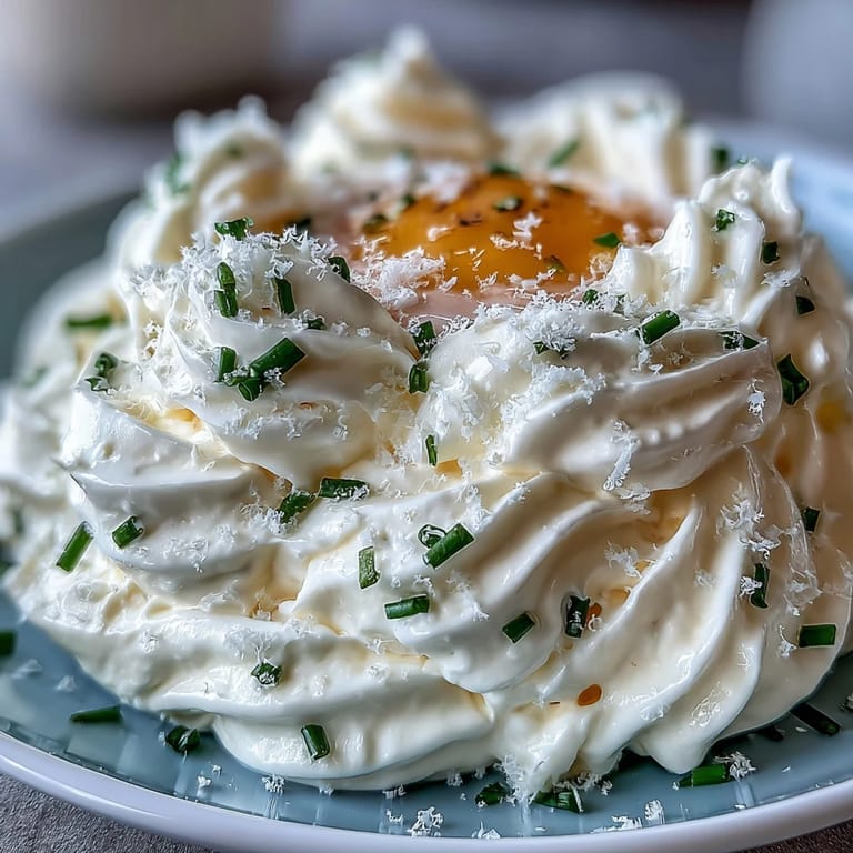 Whipped egg whites baked into soft clouds, topped with just-set yolks for a light and airy brunch dish.