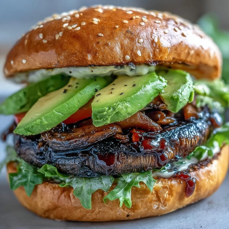 Delicious grilled portobello mushroom burgers, a satisfying vegetarian meal option.
