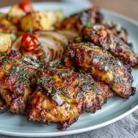 Spring Dinner Sheet Pan Chicken with Zucchini and Cherry Tomatoes, roasted to golden perfection with fresh herbs and lemon.