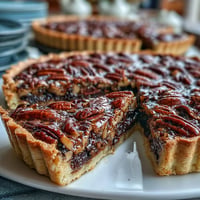 Decadent Kentucky Derby Chocolate Bourbon Pecan Tart with rich chocolate, crunchy pecans, and golden flaky crust, perfect for Southern dessert lovers.
