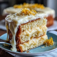A beautiful baby shower lemon sunshine cake topped with silky cream cheese frosting and edible flowers for a festive celebration.